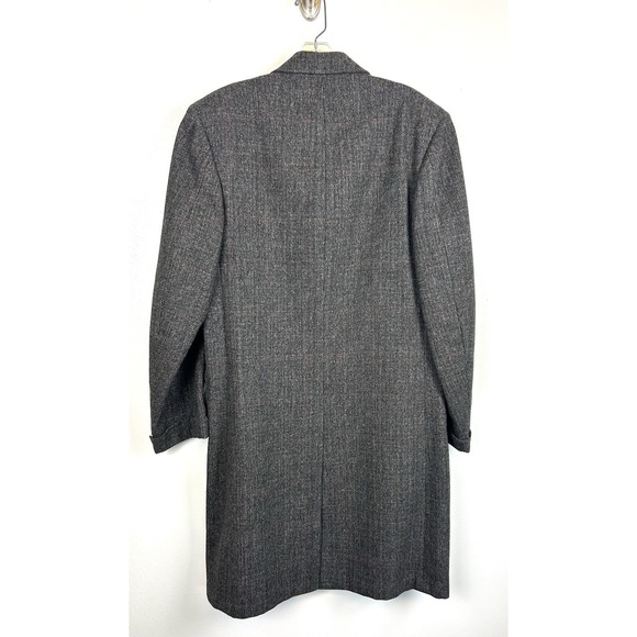 Vintage 1950s Overcoat 36 Glen Plaid Gray Capps Clothes Gray Button Wool Tweed - Picture 4 of 7